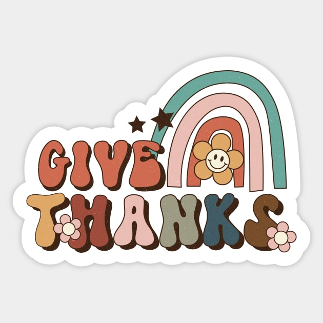 Retro Thanksgiving Give Thanks Sticker by Teewyld